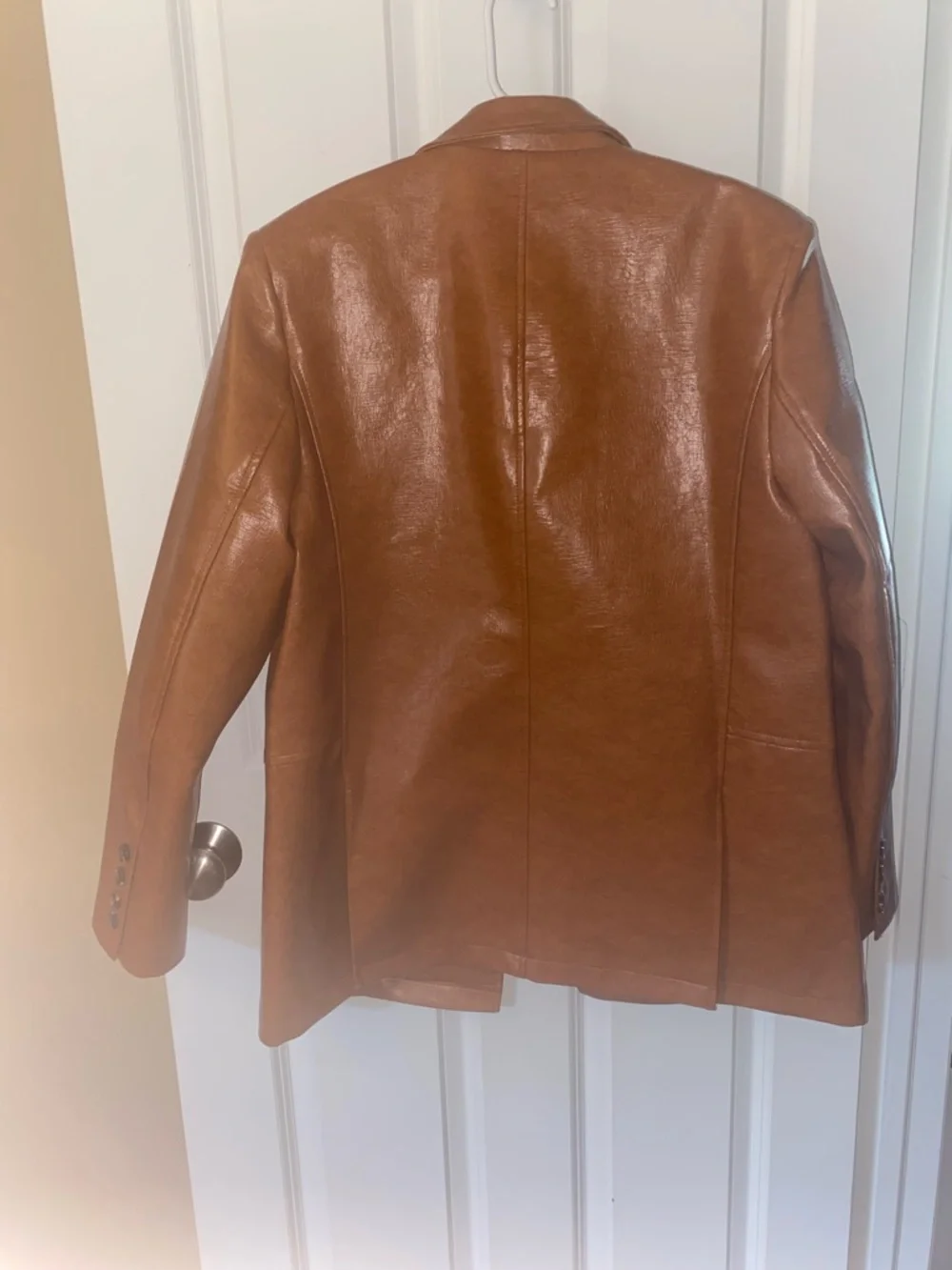 Maeve Cognac Brown Leather Blazer Jacket - Picture 9 of 9